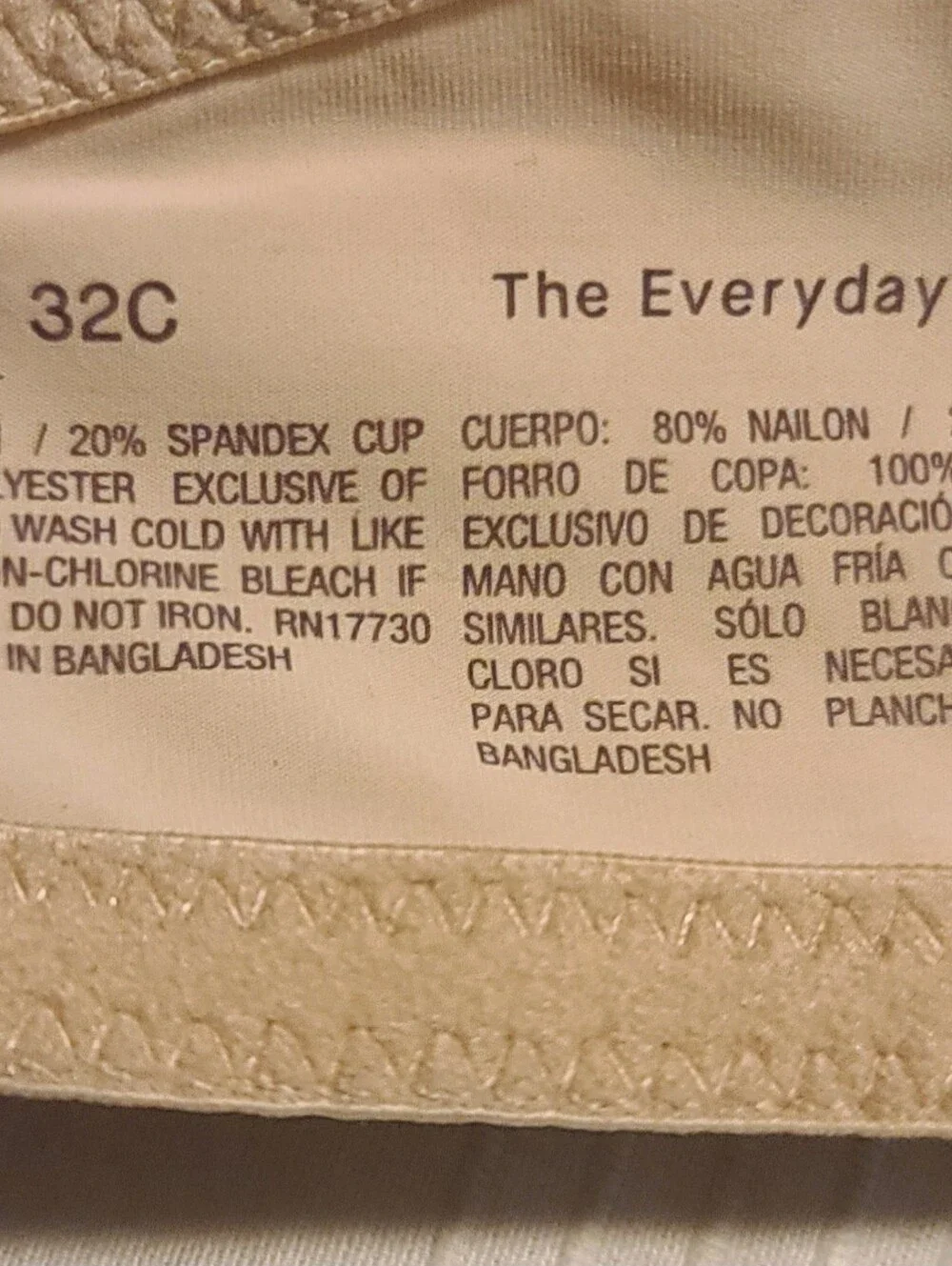 Auden The Everyday Beige Tan Padded Bra 32C